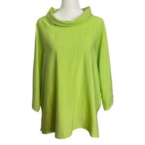 Christopher Calvin Size L Blouse Top Dolman Sleeves USA Lagenlook Bright Green